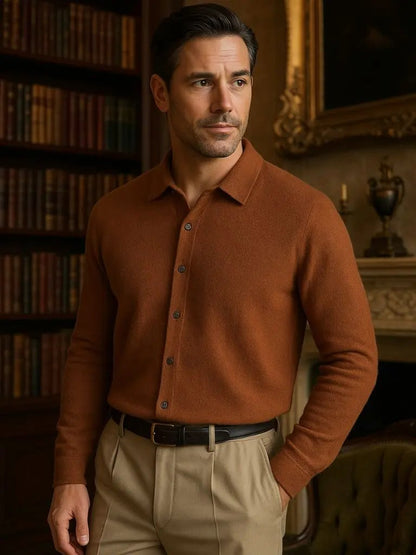 Men’s Cashmere Sweater – Polo Soft Luxury Knit SPECTER