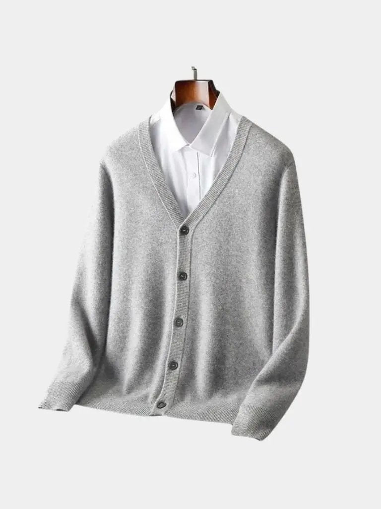 Men’s Cardigan Sweater – Merino Wool Neck Casual Everyday Knitwear SPECTER