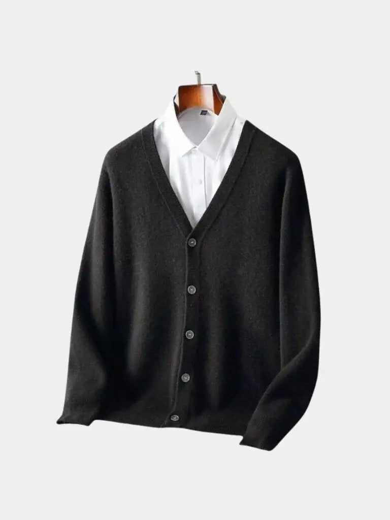 Men’s Cardigan Sweater – Merino Wool Neck Casual Everyday Knitwear SPECTER