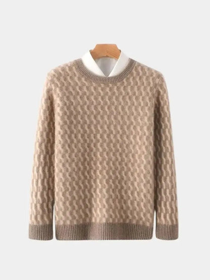 Men’s Knit Sweater – Wool Geometric Crew Casual Everyday Knitwear SPECTER