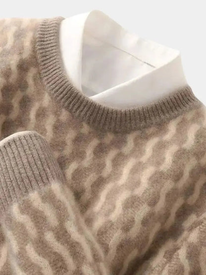 Men’s Knit Sweater – Wool Geometric Crew Casual Everyday Knitwear SPECTER