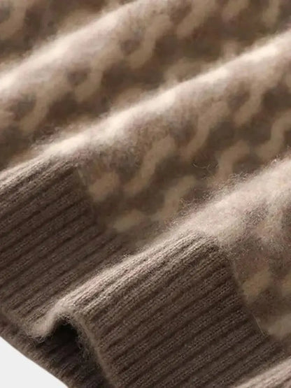 Men’s Knit Sweater – Wool Geometric Crew Casual Everyday Knitwear SPECTER