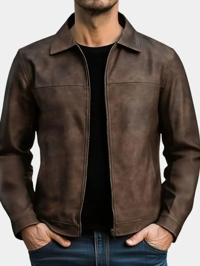 Men’s Leather Jacket – Regent Estate Classic Moto Style SPECTER