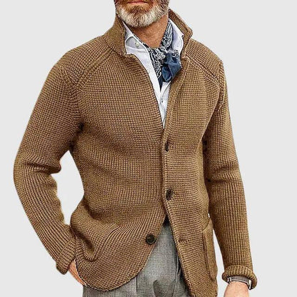 Men’s Tailored Cardigan – Modern Weave Button Design SPECTER LONDON