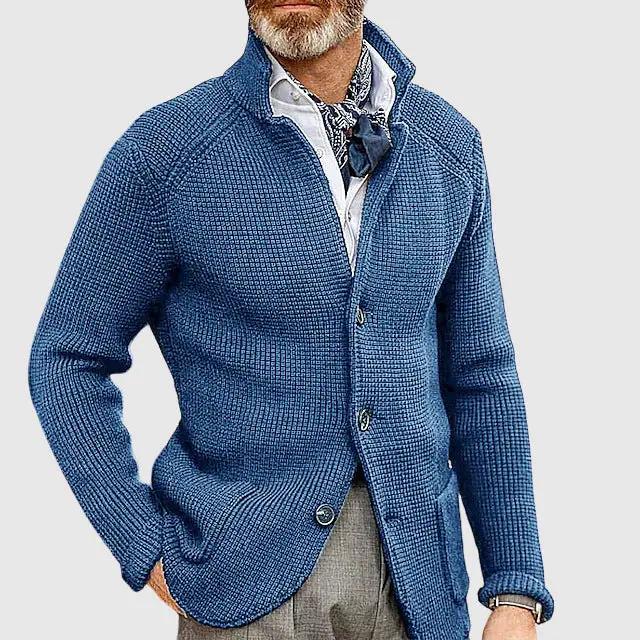 Men’s Tailored Cardigan – Modern Weave Button Design SPECTER LONDON