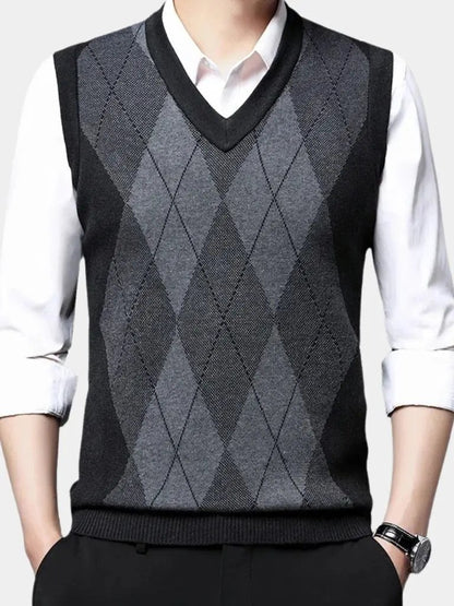 Men’s Knit Sweater – Academic Essential Vest Casual Everyday Knitwear SPECTER