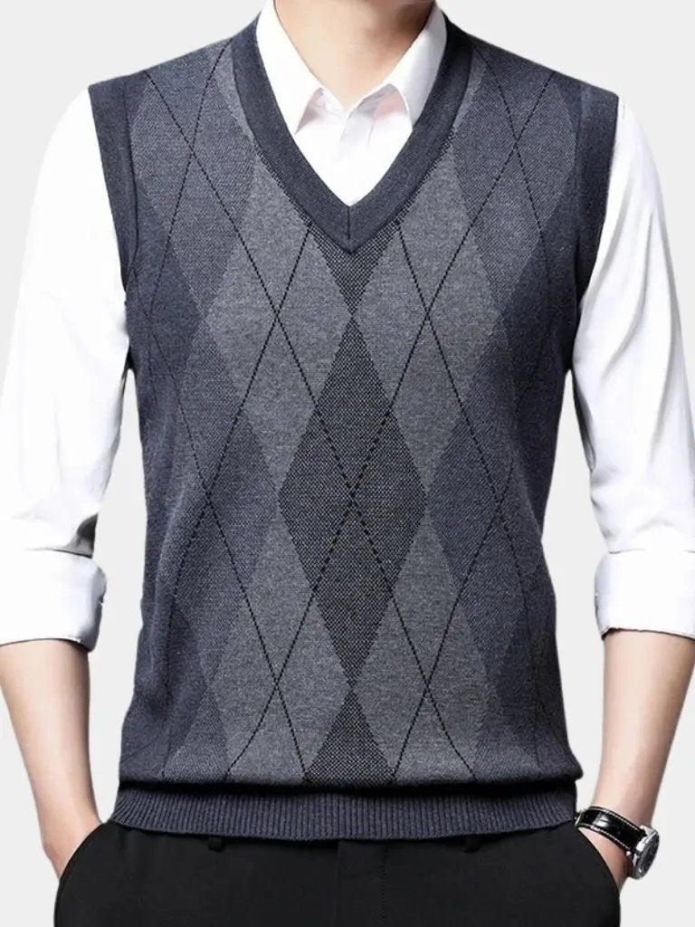 Men’s Knit Sweater – Academic Essential Vest Casual Everyday Knitwear SPECTER