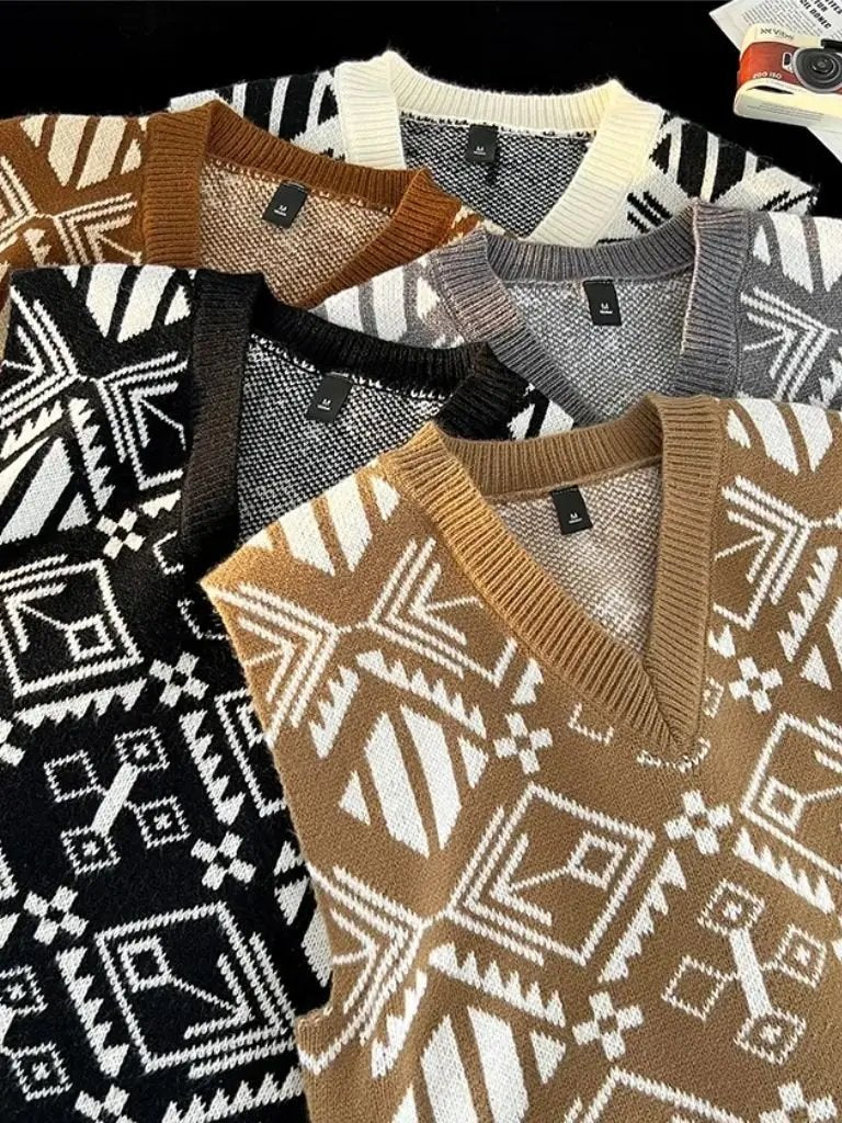 Men’s Knit Sweater – Academic Retro Vest Casual Everyday Knitwear SPECTER