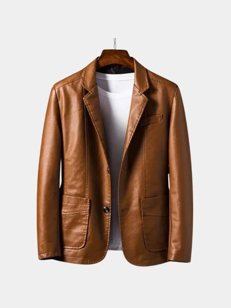 Men’s Leather Jacket – Bold Caramel Classic Moto Style SPECTER