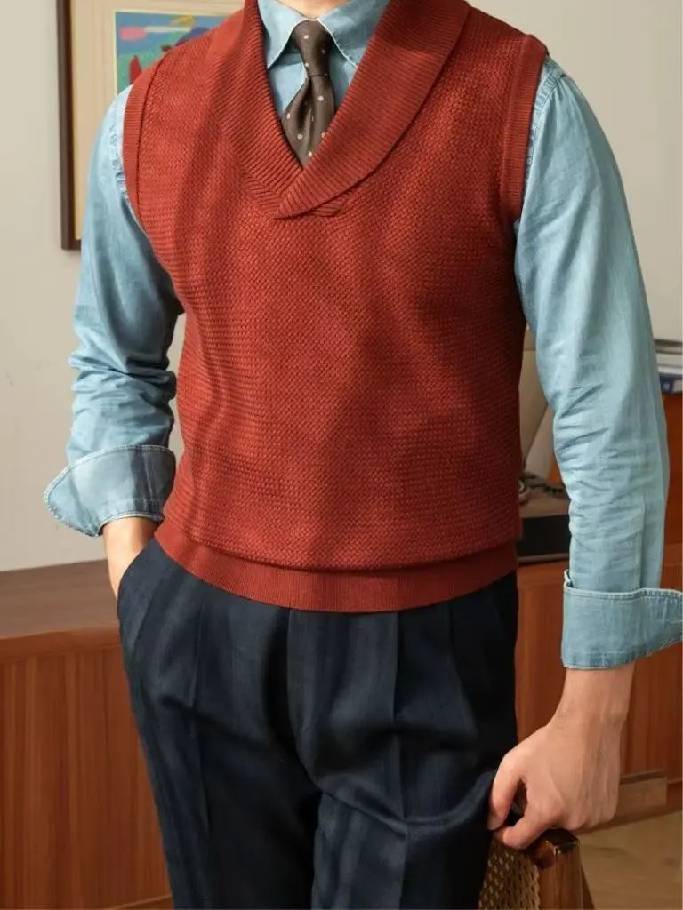 Men’s Knit Sweater – British Vest Waistcoat Casual Everyday Knitwear SPECTER