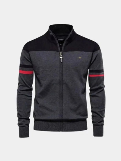 Men’s Knit Cardigan Sweater – Zipper Standing Collar Casual Everyday Knitwear SPECTER