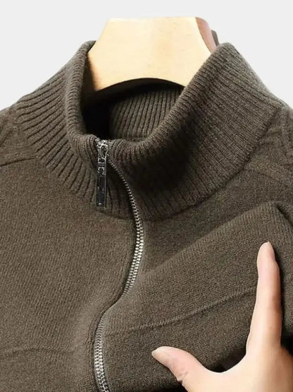 Men’s Cashmere Sweater – Zip Turtleneck Soft Luxury Knit SPECTER