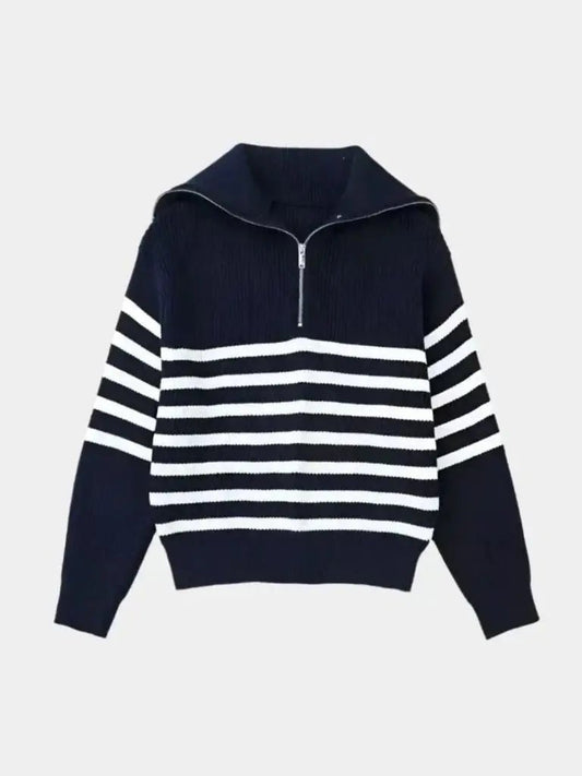 Men’s Knit Sweater – Striped Zip Casual Everyday Knitwear SPECTER