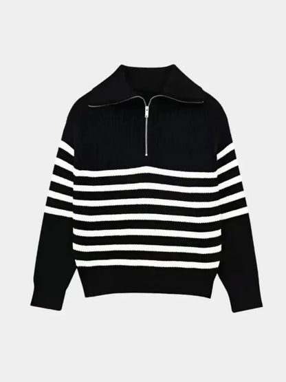 Men’s Knit Sweater – Striped Zip Casual Everyday Knitwear SPECTER