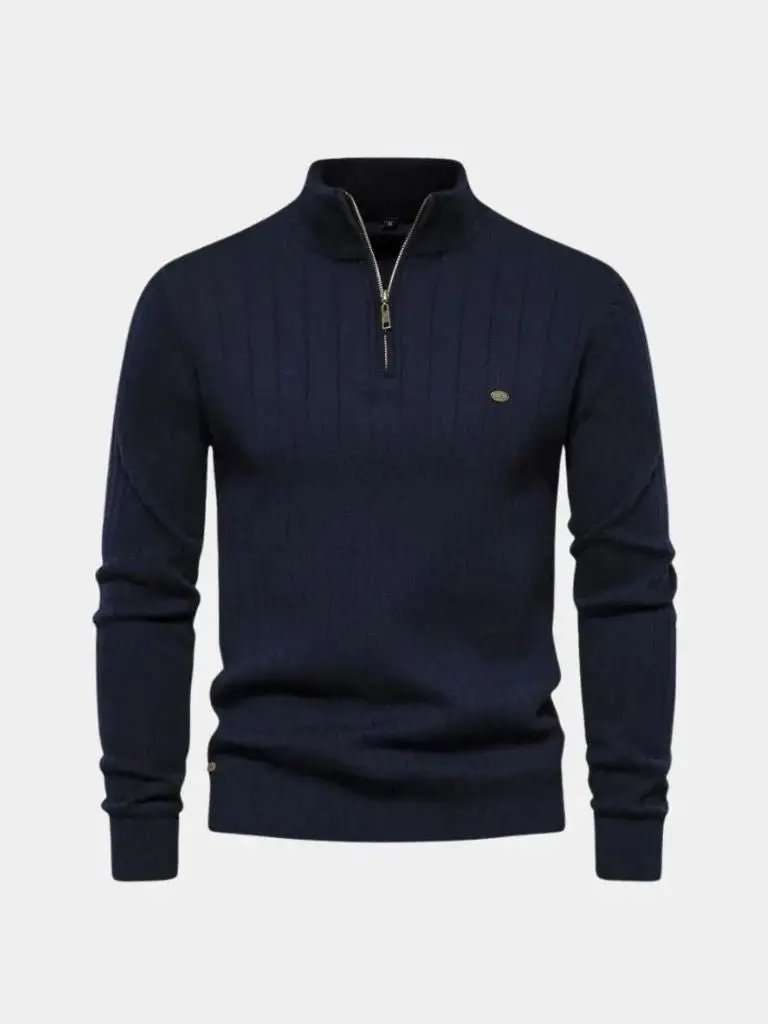 Men’s Knit Sweater – Cotton Vertical Stripes Casual Everyday Knitwear SPECTER