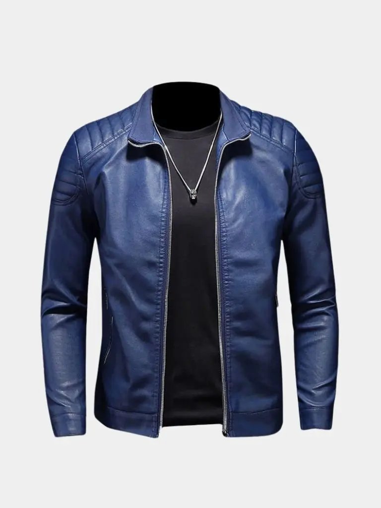 Men’s Leather Jacket – Crusader Classic Moto Style SPECTER