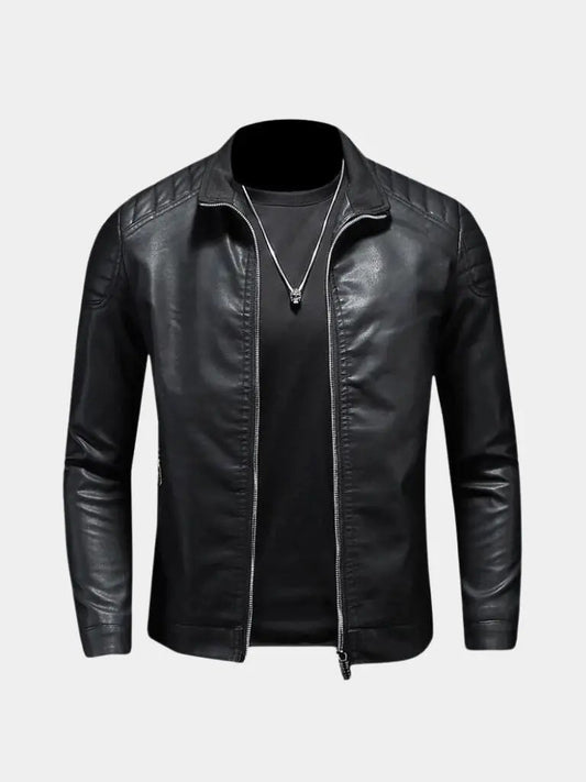Men’s Leather Jacket – Crusader Classic Moto Style SPECTER