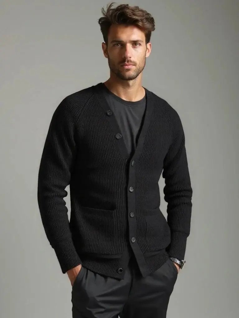 Men’s Cardigan Sweater – Essential Casual Everyday Knitwear SPECTER