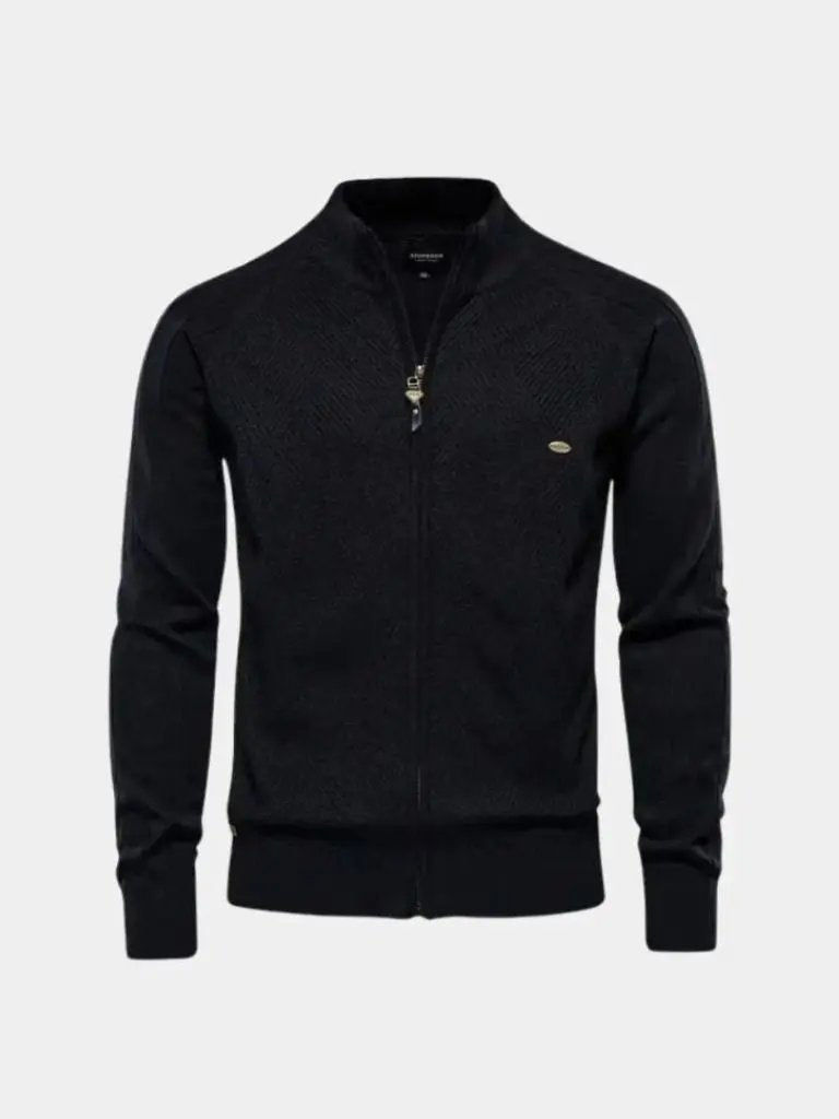 Men’s Cardigan Sweater – Zipper Jacquard Color Casual Everyday Knitwear SPECTER
