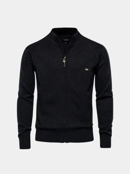 Men’s Cardigan Sweater – Zipper Jacquard Color Casual Everyday Knitwear SPECTER