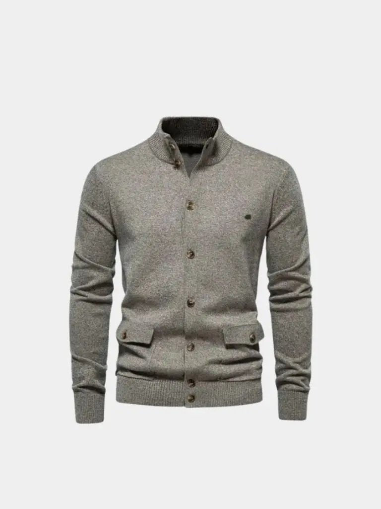 Men’s Cardigan Sweater – Knitted Stand Collar Casual Everyday Knitwear SPECTER
