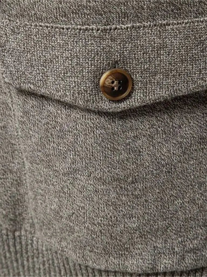 Men’s Cardigan Sweater – Knitted Stand Collar Casual Everyday Knitwear SPECTER