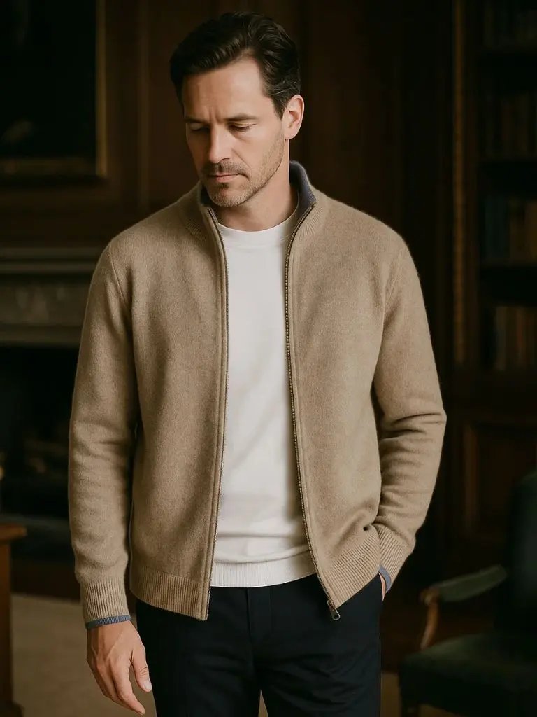 Men’s Cashmere Sweater – London Fog Soft Luxury Knit SPECTER