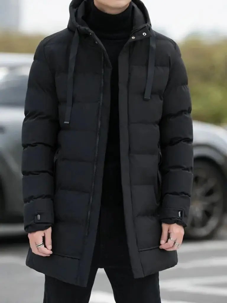 Men’s Puffer Jacket – Minimalist Long Quilted Winter Warmth SPECTER