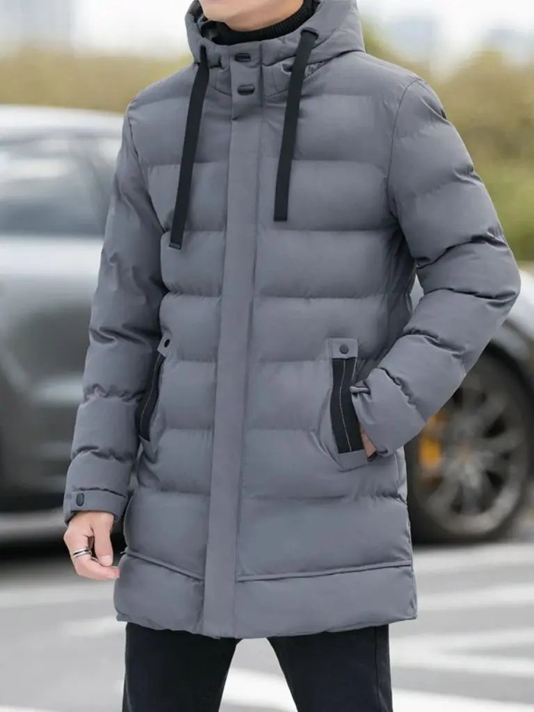 Men’s Puffer Jacket – Minimalist Long Quilted Winter Warmth SPECTER