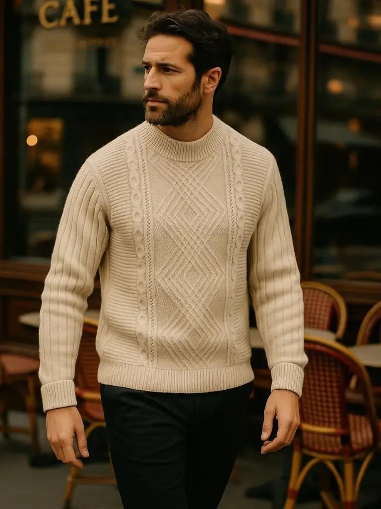 Men’s Knit Sweater – Minimalist Textured Casual Everyday Knitwear SPECTER