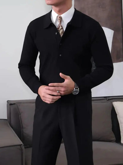 Men’s Knit Sweater – Old Money Polo Casual Everyday Knitwear SPECTER