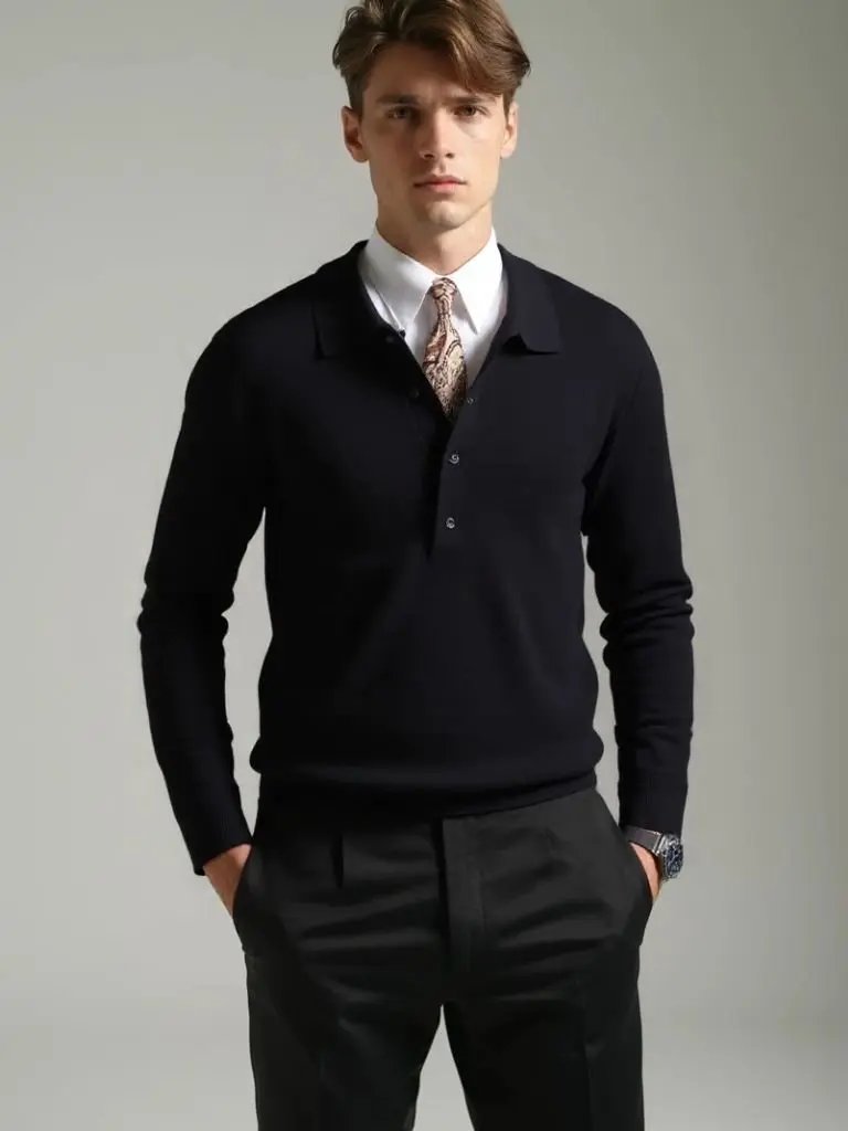 Men’s Knit Sweater – Old Money Polo Casual Everyday Knitwear SPECTER