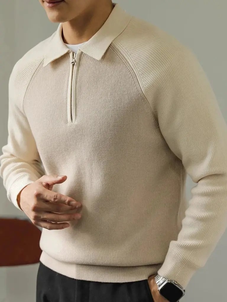 Men’s Knit Sweater – Raglan Quarter Zip Casual Everyday Knitwear SPECTER