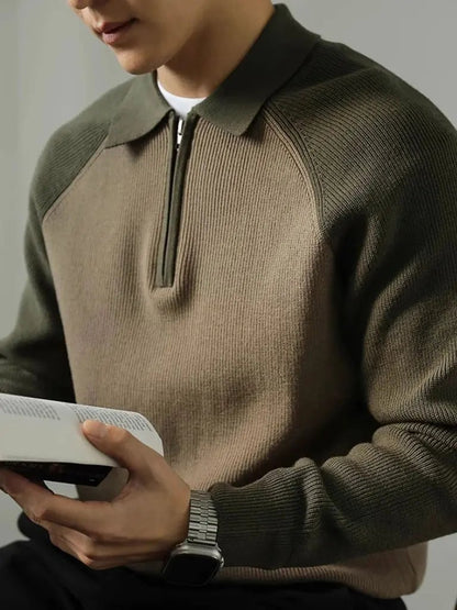 Men’s Knit Sweater – Raglan Quarter Zip Casual Everyday Knitwear SPECTER