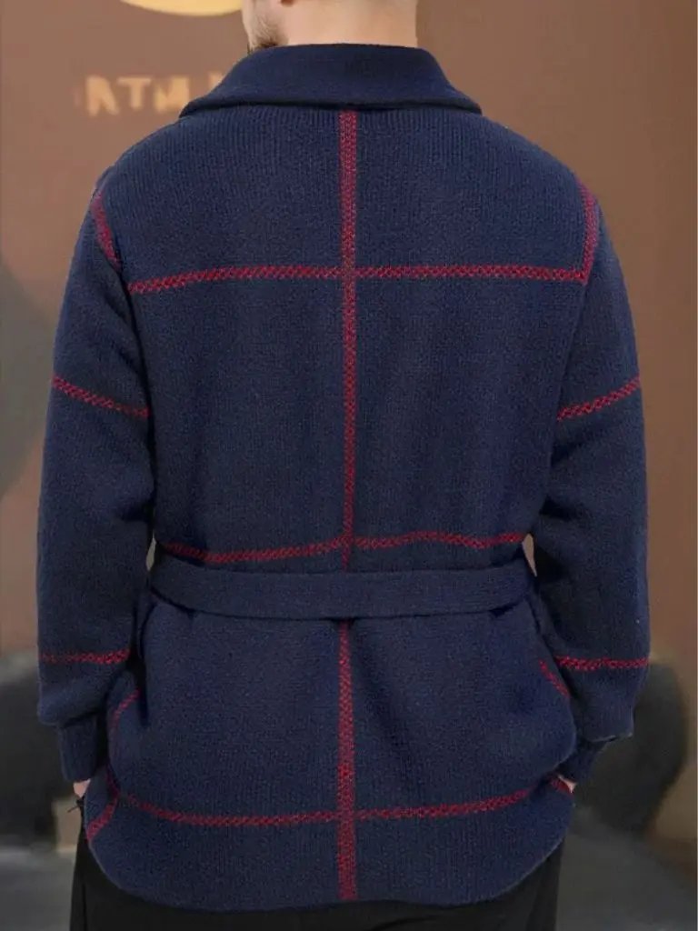 Men’s Knit Sweater – Rome Belted Casual Everyday Knitwear SPECTER