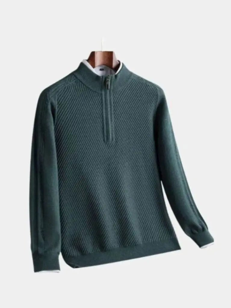 Men’s Knit Sweater – Stripe Quarter Zip Casual Everyday Knitwear SPECTER