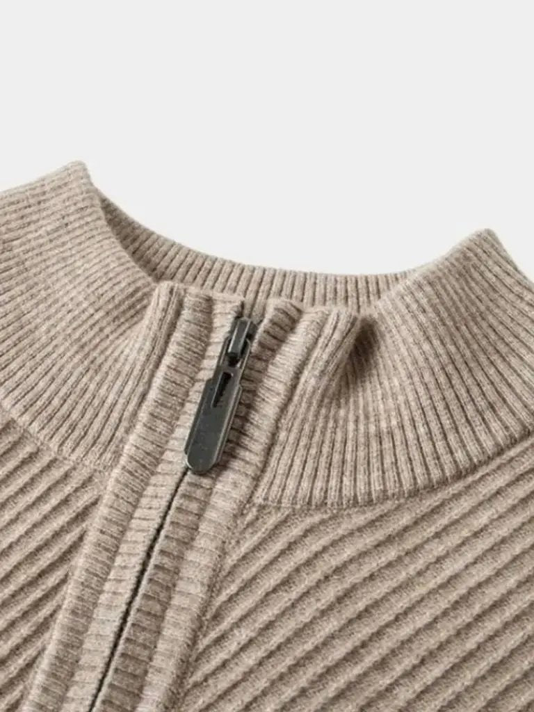 Men’s Knit Sweater – Stripe Quarter Zip Casual Everyday Knitwear SPECTER