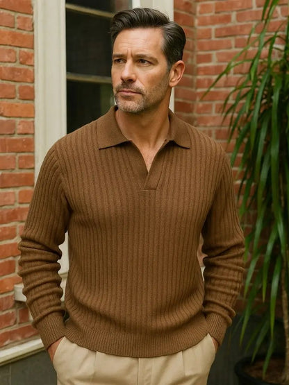 Men’s Knit Sweater – Neck Polo Ribbed Casual Everyday Knitwear SPECTER