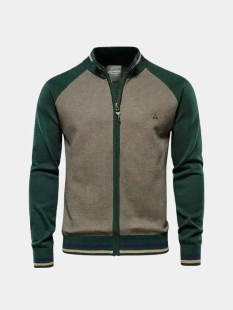 Men’s Cardigan Sweater – Zipper Color Block Casual Everyday Knitwear SPECTER
