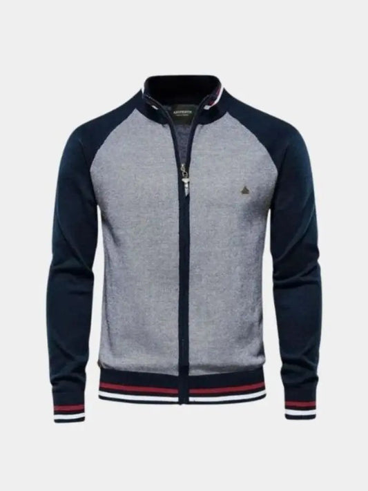 Men’s Cardigan Sweater – Zipper Color Block Casual Everyday Knitwear SPECTER