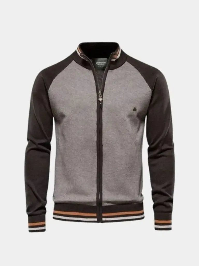 Men’s Cardigan Sweater – Zipper Color Block Casual Everyday Knitwear SPECTER